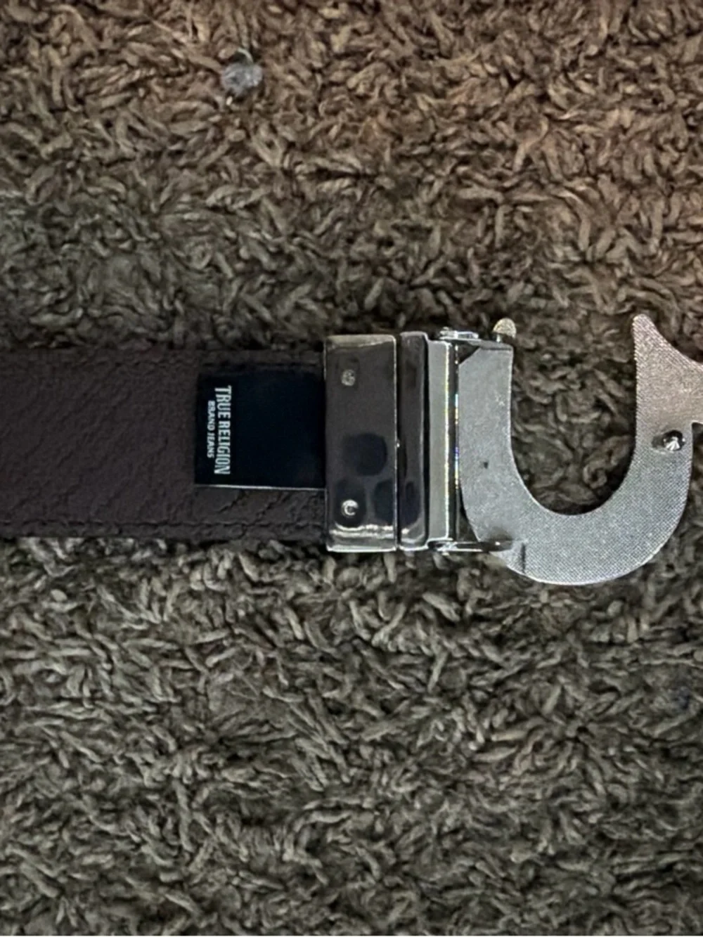 True Religion Black Leather Belt with Silver Buckle